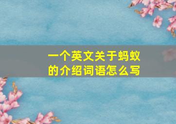 一个英文关于蚂蚁的介绍词语怎么写