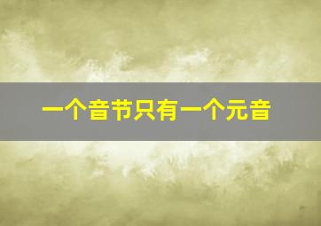 一个音节只有一个元音