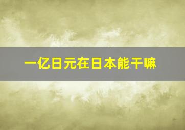 一亿日元在日本能干嘛