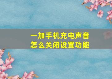 一加手机充电声音怎么关闭设置功能