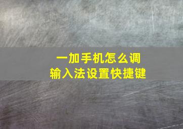 一加手机怎么调输入法设置快捷键