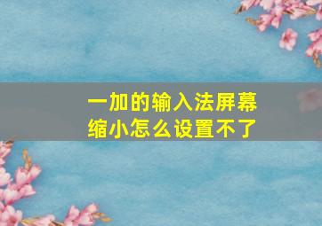 一加的输入法屏幕缩小怎么设置不了