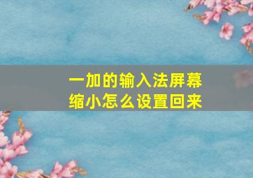 一加的输入法屏幕缩小怎么设置回来