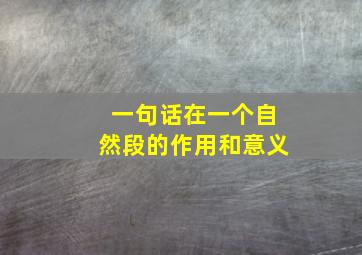 一句话在一个自然段的作用和意义