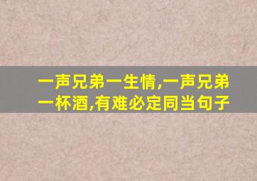 一声兄弟一生情,一声兄弟一杯酒,有难必定同当句子