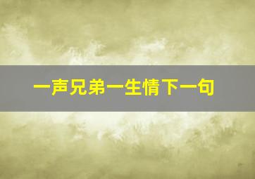 一声兄弟一生情下一句