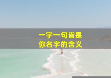 一字一句皆是你名字的含义