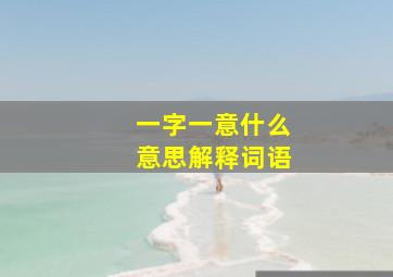 一字一意什么意思解释词语