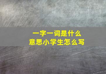 一字一词是什么意思小学生怎么写