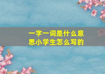 一字一词是什么意思小学生怎么写的