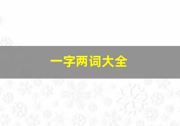 一字两词大全