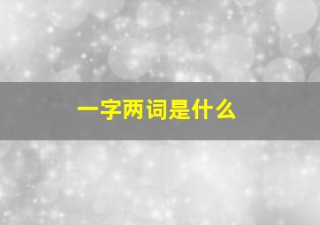 一字两词是什么