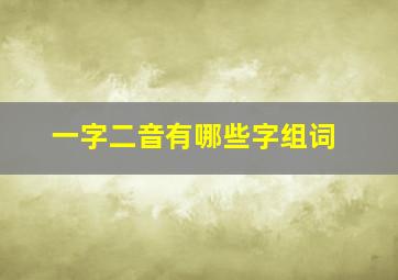 一字二音有哪些字组词