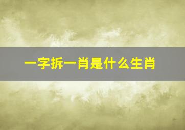 一字拆一肖是什么生肖