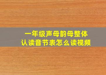 一年级声母韵母整体认读音节表怎么读视频