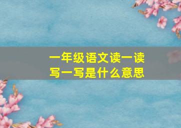 一年级语文读一读写一写是什么意思