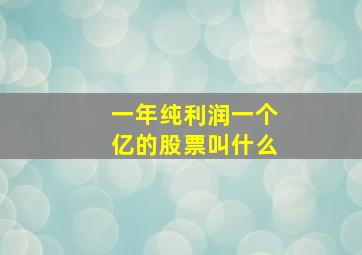 一年纯利润一个亿的股票叫什么