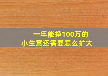 一年能挣100万的小生意还需要怎么扩大