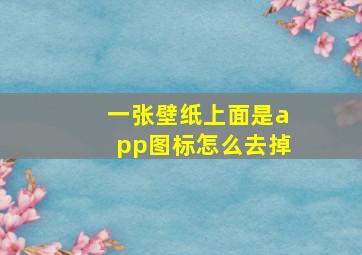 一张壁纸上面是app图标怎么去掉