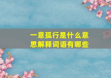 一意孤行是什么意思解释词语有哪些