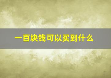 一百块钱可以买到什么