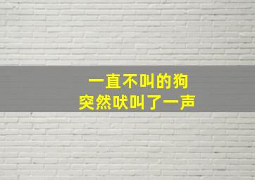 一直不叫的狗突然吠叫了一声