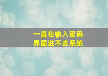 一直在输入密码界面进不去系统