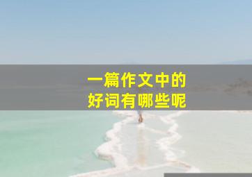 一篇作文中的好词有哪些呢