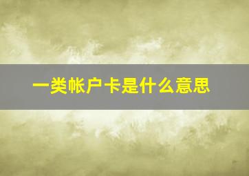 一类帐户卡是什么意思