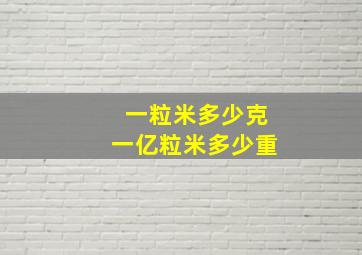 一粒米多少克一亿粒米多少重