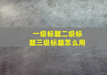 一级标题二级标题三级标题怎么用