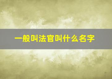 一般叫法官叫什么名字