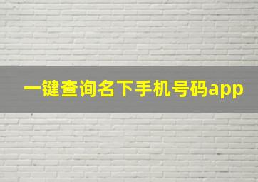 一键查询名下手机号码app