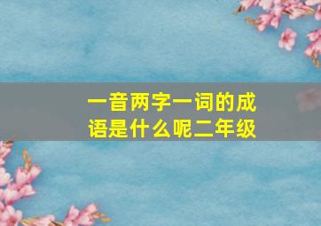 一音两字一词的成语是什么呢二年级