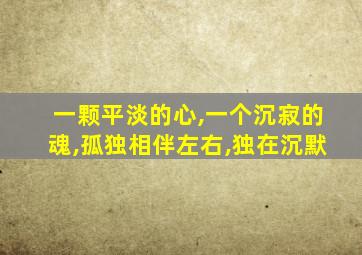 一颗平淡的心,一个沉寂的魂,孤独相伴左右,独在沉默