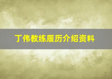 丁伟教练履历介绍资料