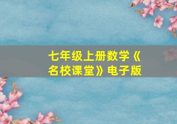 七年级上册数学《名校课堂》电子版