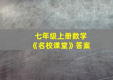 七年级上册数学《名校课堂》答案