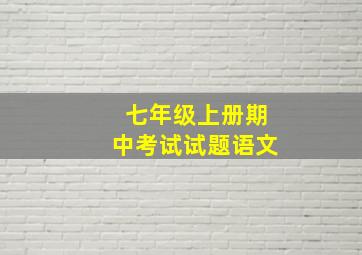 七年级上册期中考试试题语文