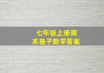 七年级上册期末卷子数学答案