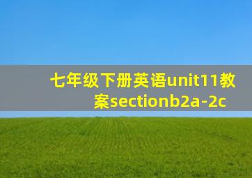 七年级下册英语unit11教案sectionb2a-2c