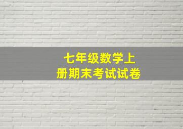 七年级数学上册期末考试试卷