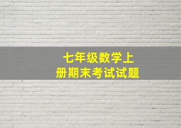 七年级数学上册期末考试试题