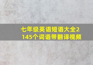 七年级英语短语大全2145个词语带翻译视频