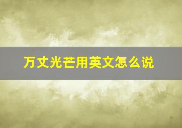 万丈光芒用英文怎么说