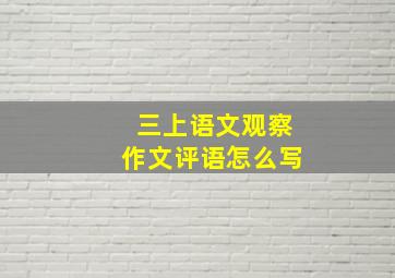 三上语文观察作文评语怎么写