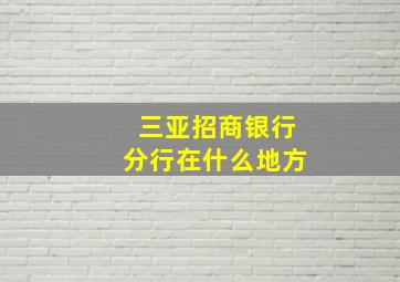 三亚招商银行分行在什么地方