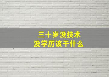 三十岁没技术没学历该干什么