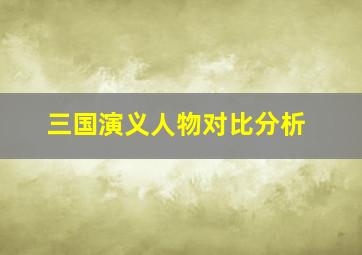 三国演义人物对比分析