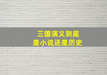 三国演义到底是小说还是历史